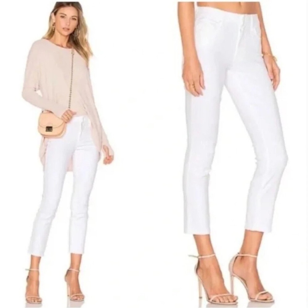 MOTHER The Looker Crop in Glass Slipper White denim jeans Size 25.